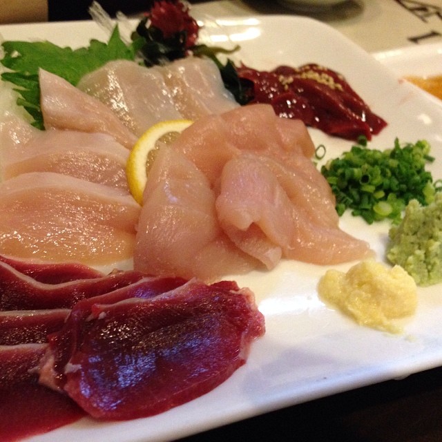 Chiken Sashimi. Only 490 yen for one plate.