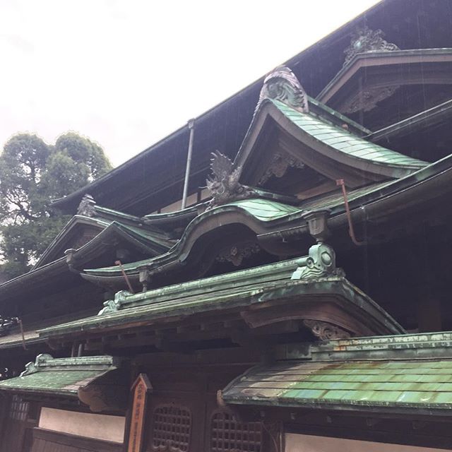 道後温泉本館のウラ。屋根だらけ。